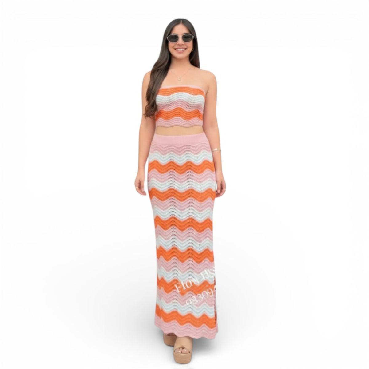 GENERICO - Conjunto Mujer Hilo Tejido Beela Maxi 463-30 Color Naranja
