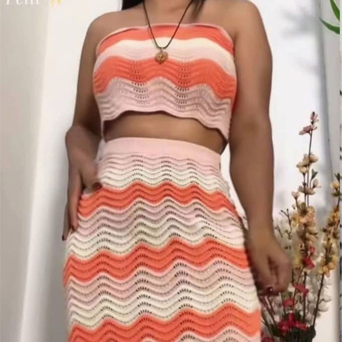 GENERICO - Conjunto Mujer Hilo Tejido Beela Maxi 463-30 Color Naranja