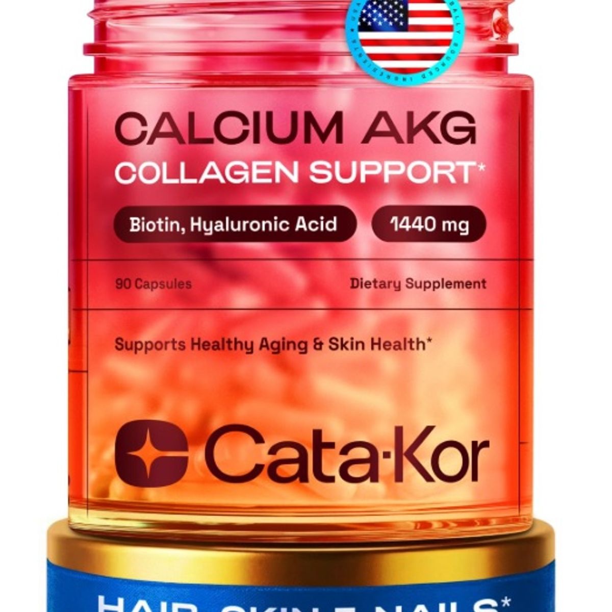 GENERICO - Biotin y Ácido Hyalurónico Suplemento para el cabello, piel y uñas 90 cápsulas – Cata-kor
