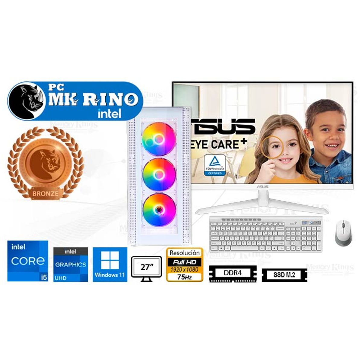 INTEL - Computadora Core i5-12600K RX-260 White 16GB 512GB 27 Windows 11