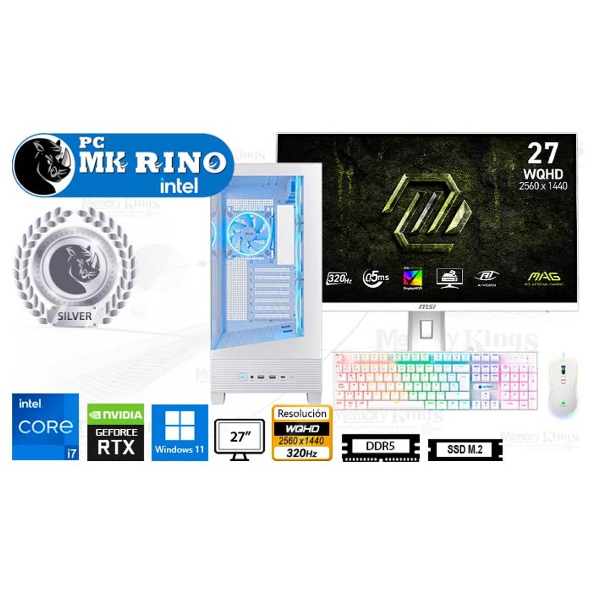 INTEL - Computadora Core i7-12700KF A31 Plus White 16GB 1TB 27 RTX 5060 Windows 11