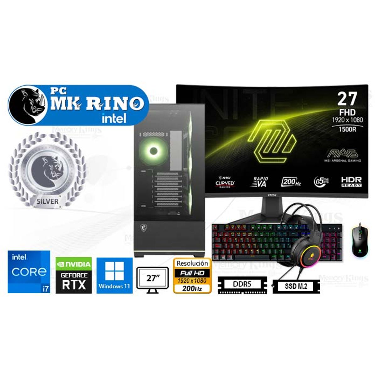 INTEL - Computadora Core i7-14700F Pano 110R 16GB 512GB 27 RTX 5050 Windows 11