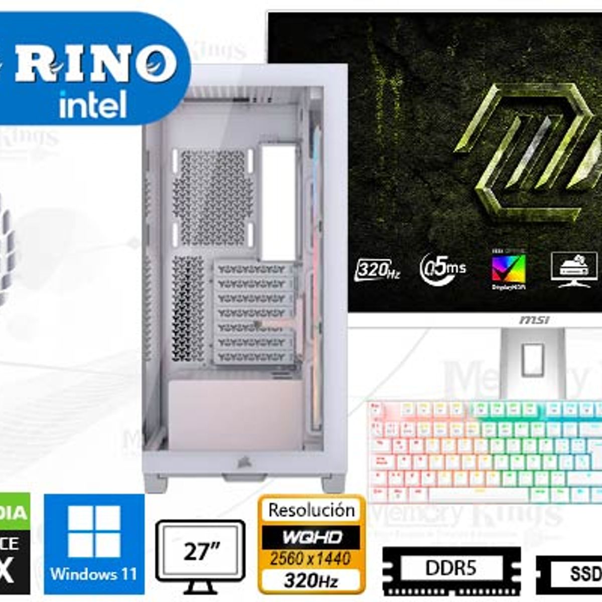INTEL - Computadora Core i7-14700KF 3500X RS-R White 16GB 1TB 27 RTX 5060 Windows 11