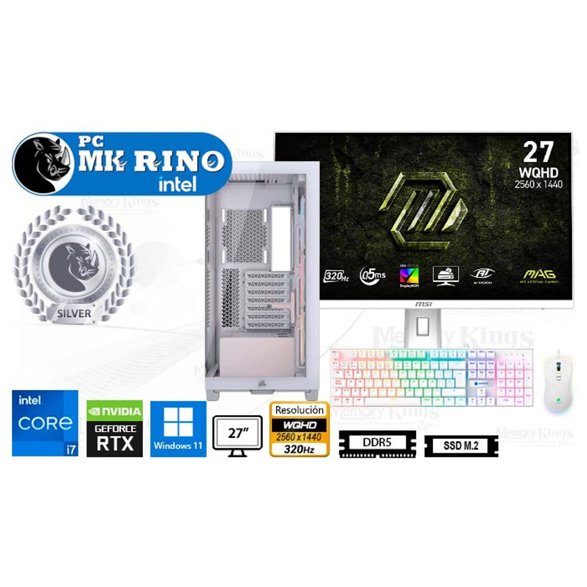 INTEL - Computadora Core i7-14700KF 3500X RS-R White 16GB 1TB 27 RTX 5060 Windows 11