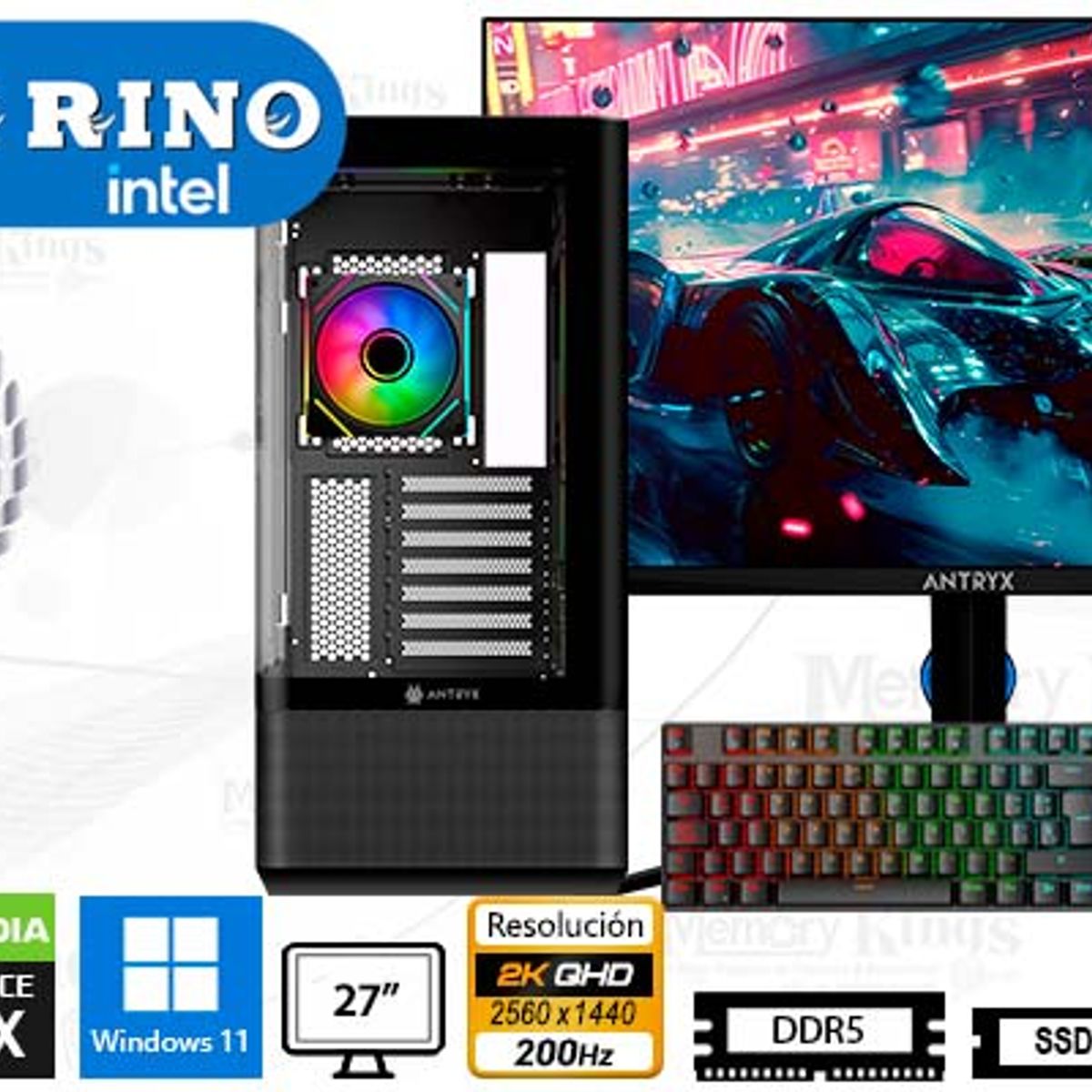 INTEL - Computadora Core i7-14700KF FX-830 16GB 1TB 27 RTX 5050 Windows 11