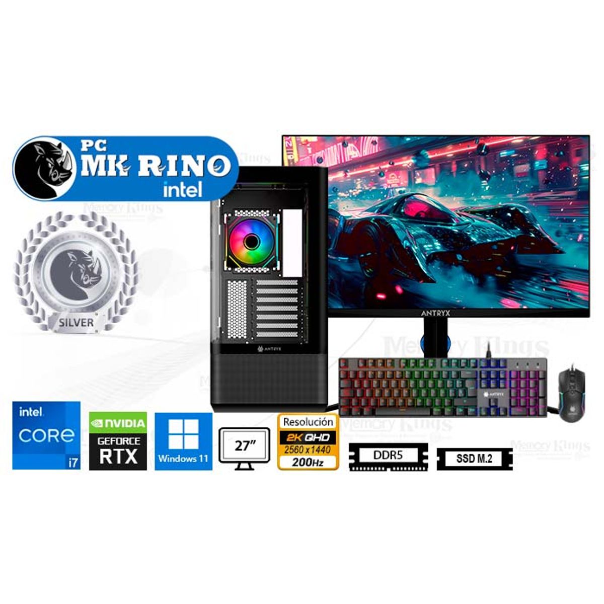 INTEL - Computadora Core i7-14700KF FX-830 16GB 1TB 27 RTX 5050 Windows 11