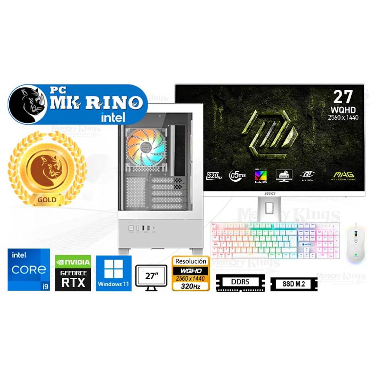 INTEL - Computadora Core i9-12900KF C201 Panoramic White 16GB 1TB 27 RTX 5060 Windows 11