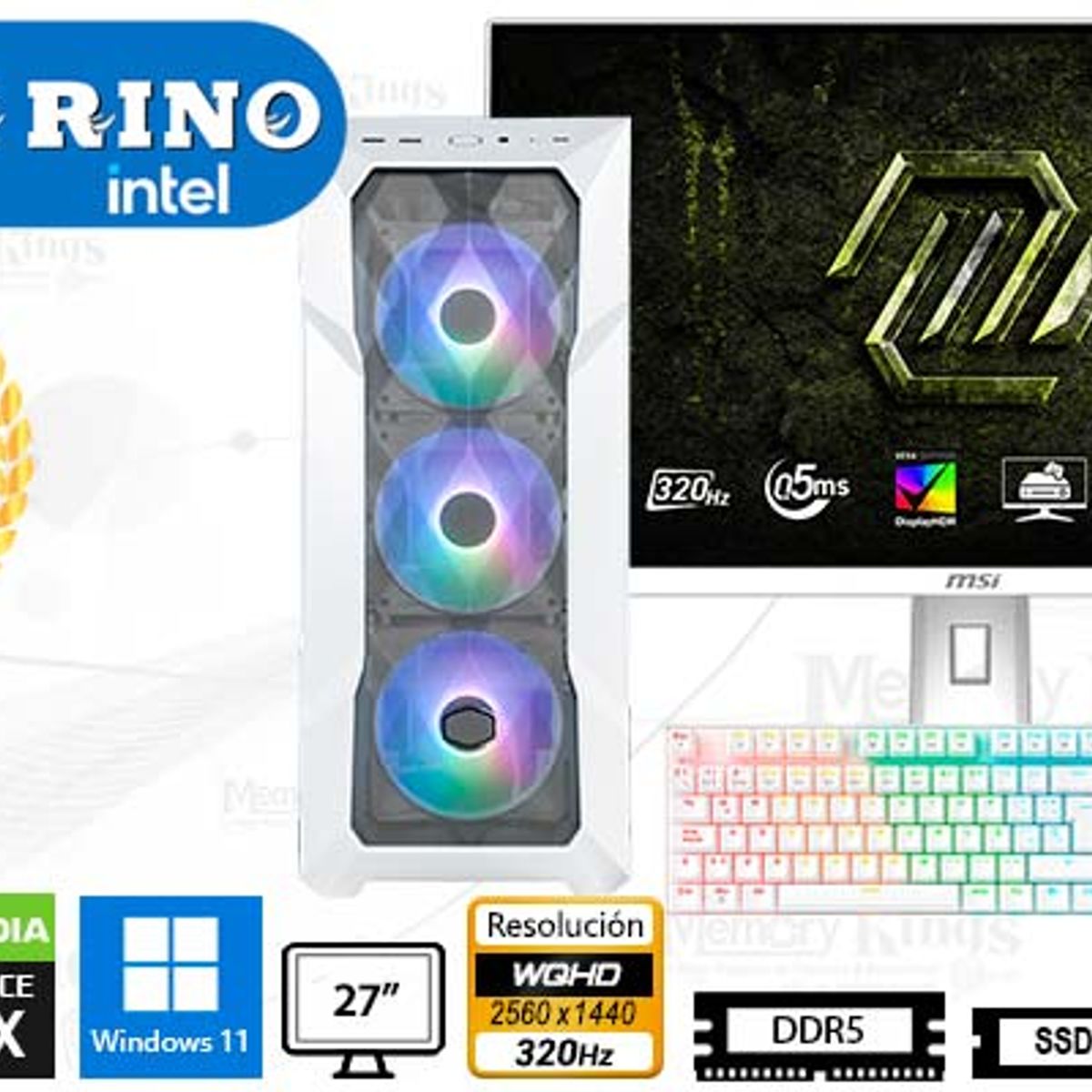 INTEL - Computadora Core i9-14900KF TD500 Mesh White 16GB 1TB 27 RTX 5060 Windows 11