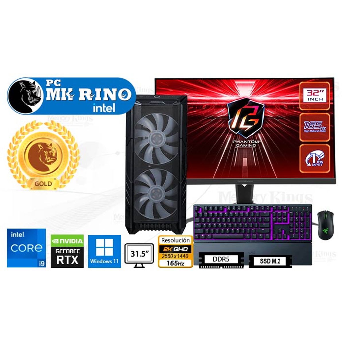 INTEL - Computadora Core i9-14900KF HAF 500 16GB 1TB 31.5 RTX 5060 Windows 11