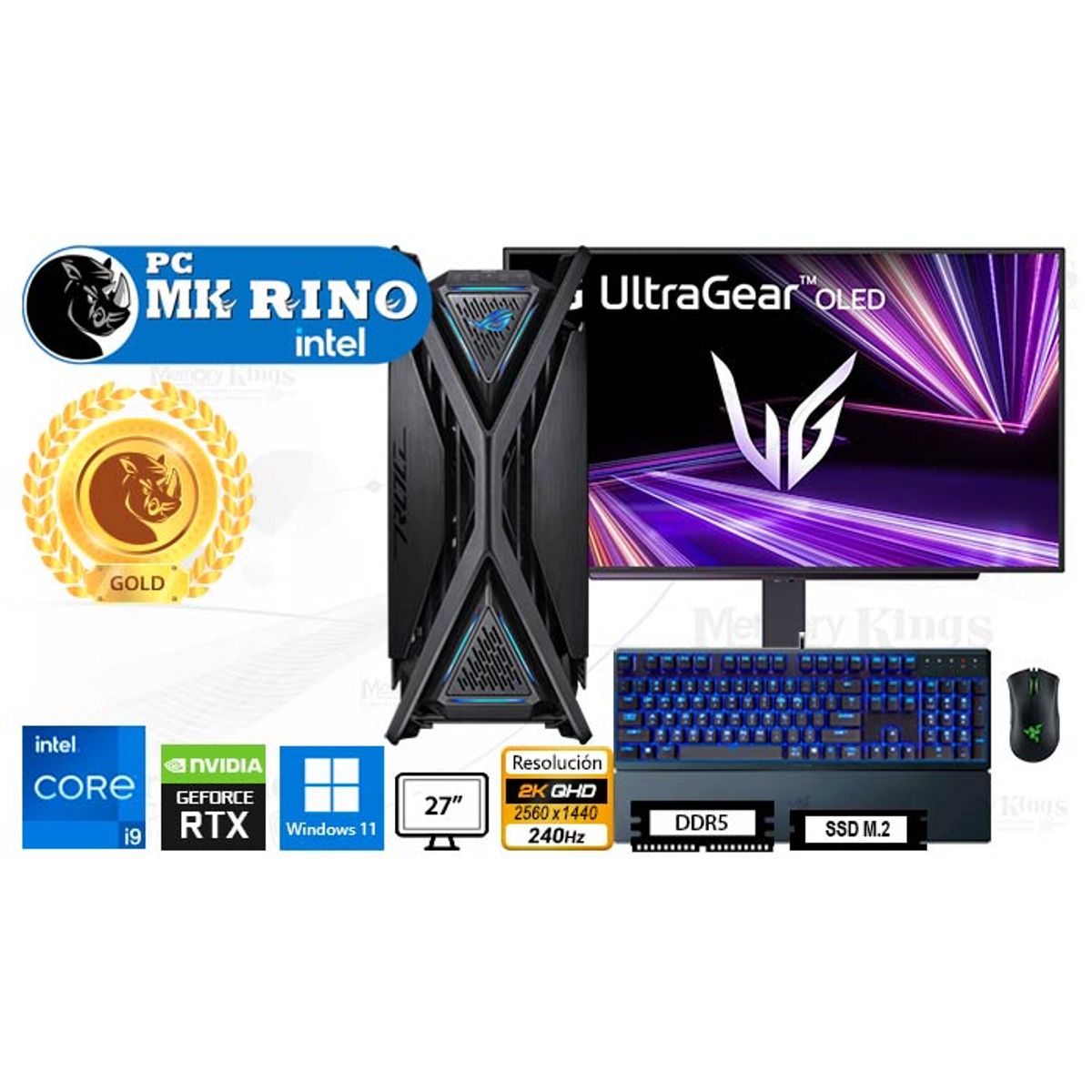 INTEL - Computadora Core i9-14900KF Hyperion GR701 32GB 2TB 27 RTX 5070 Windows 11