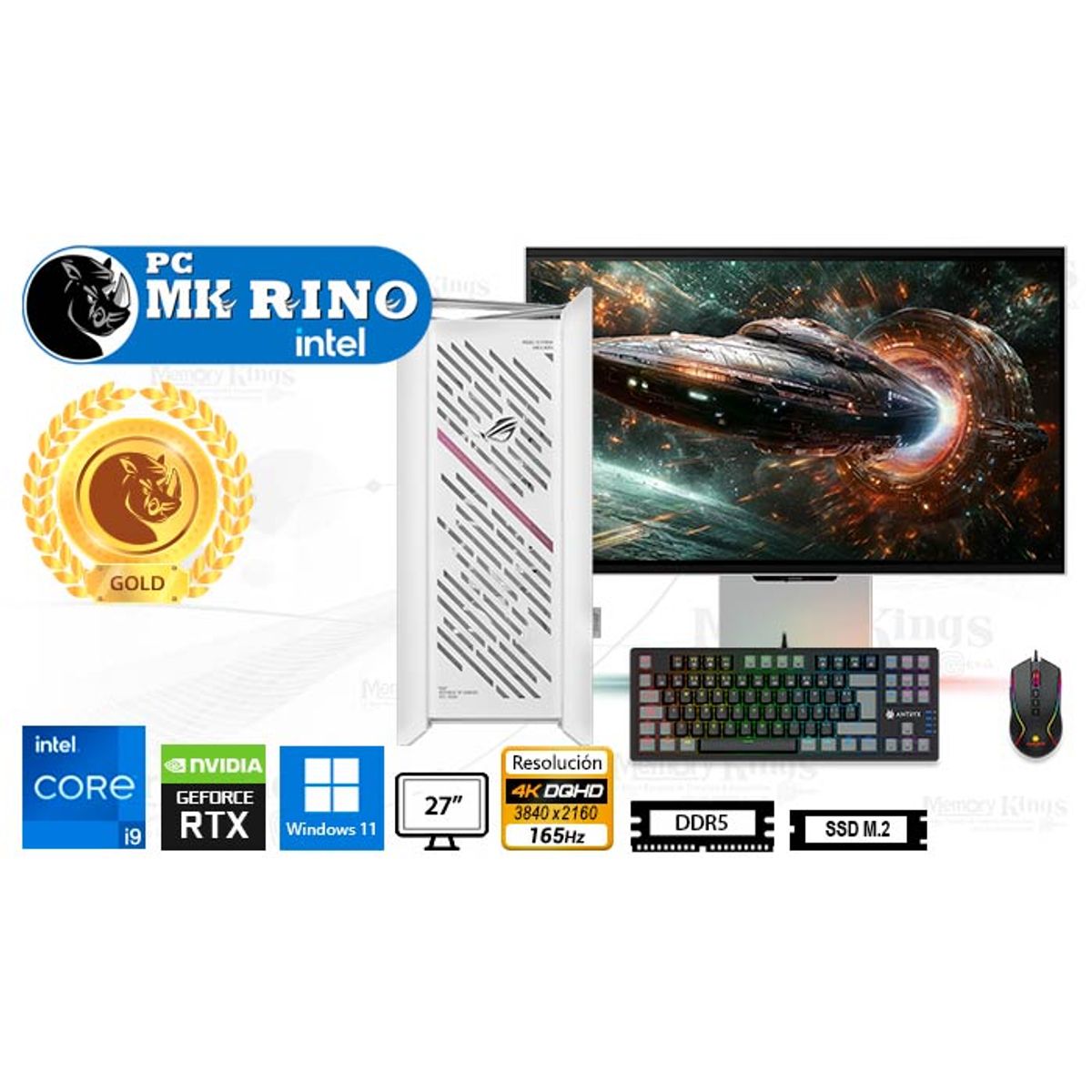 INTEL - Computadora Core i9-14900KF Helios II White 32GB 2TB 27 RTX 5070 Windows 11