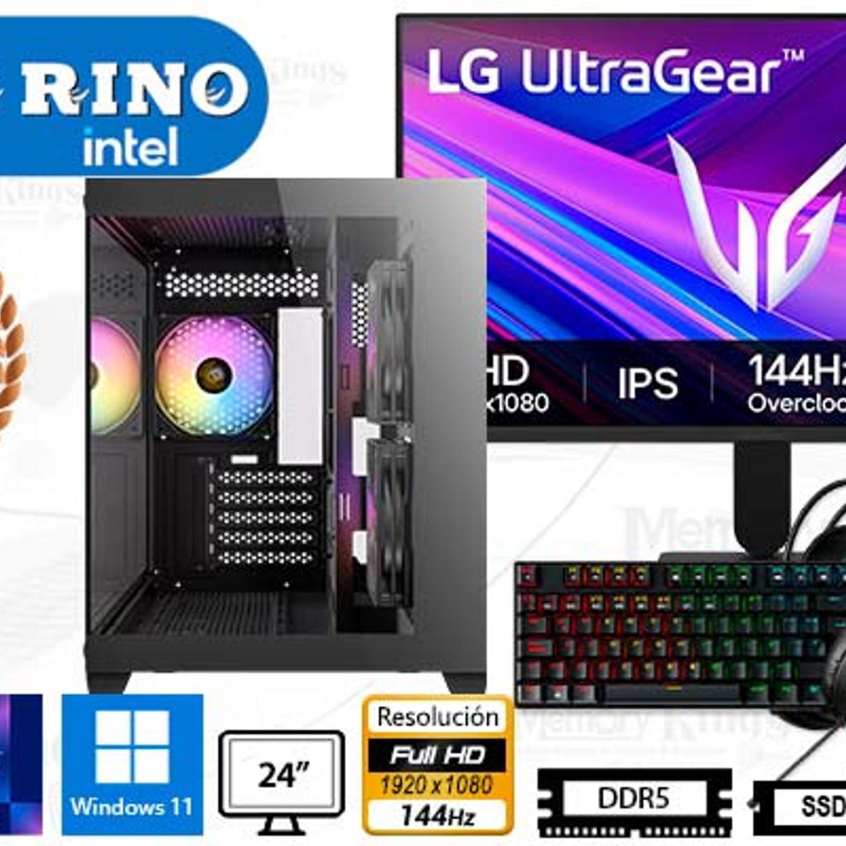 INTEL - Computadora Core Ultra 5 225F CX600M 16GB 512GB 24 Intel ARC A380 Windows 11