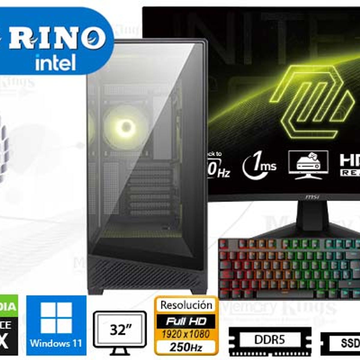 INTEL - Computadora Core Ultra 7 265F Pano 130R 16GB 1TB 32 RTX 5060 Windows 11