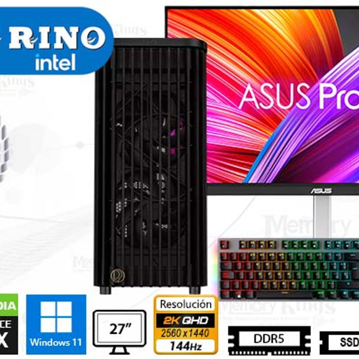 INTEL - Computadora Core Ultra 7 265KF ProArt Wood 16GB 2TB 27 RTX 5060 Ti Windows 11