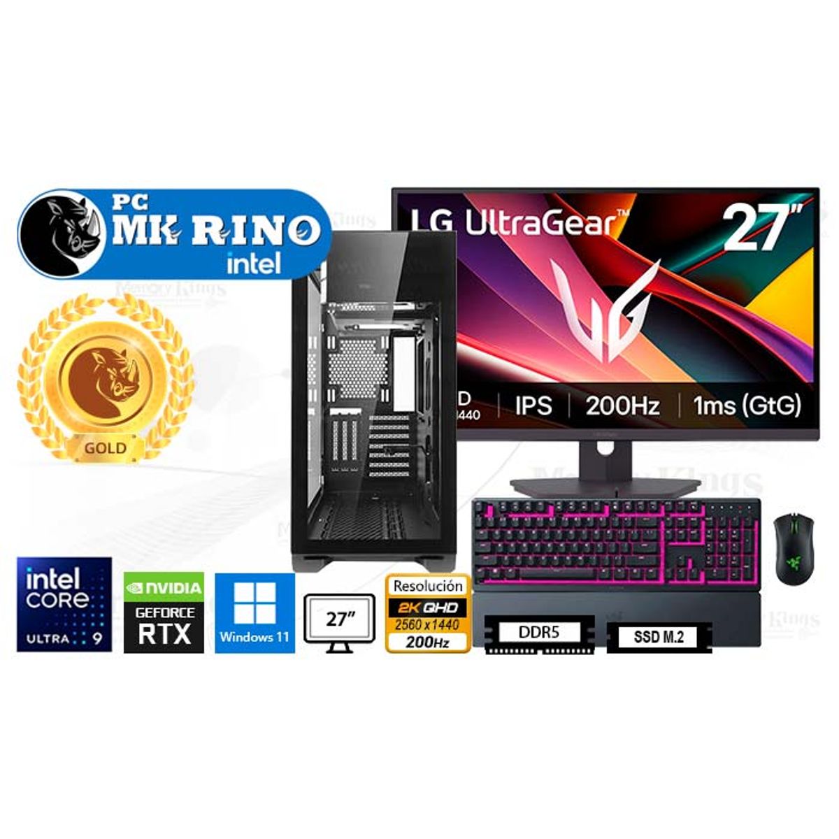 INTEL - Computadora Core Ultra 9 285K P120 Crystal 32GB 2TB 27 RTX 5070 Windows 11