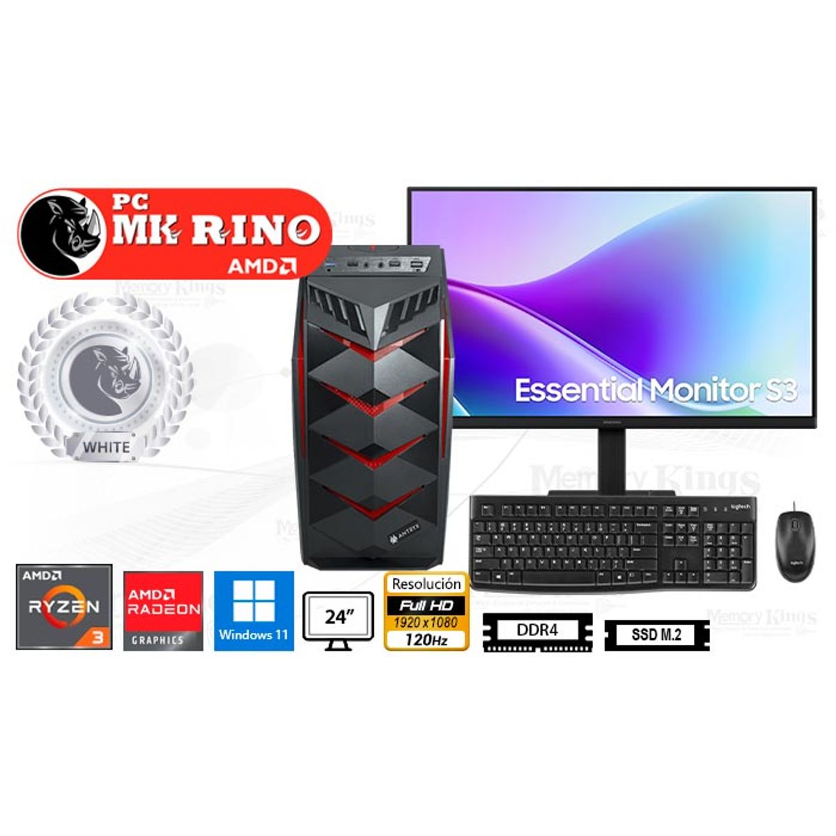 AMD - Computadora Ryzen 3 3200G Elegant 650 16GB 512GB 24 Radeon Vega 8 Windows 11