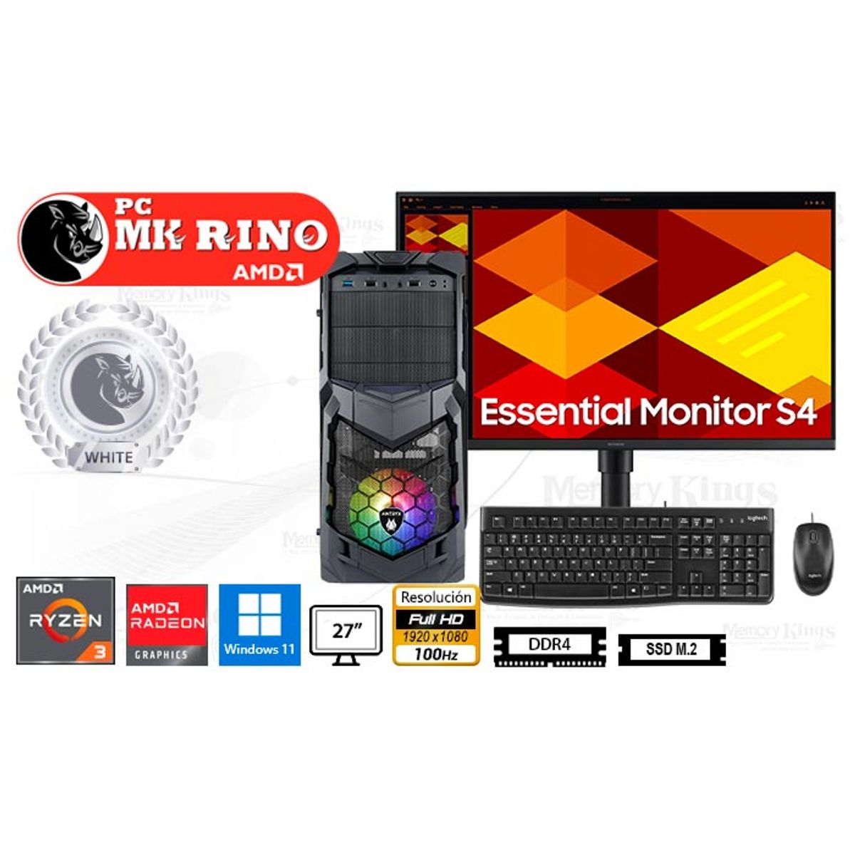 AMD - Computadora Ryzen 3 5300G Elegant 670 16GB 512GB 27 Radeon Windows 11