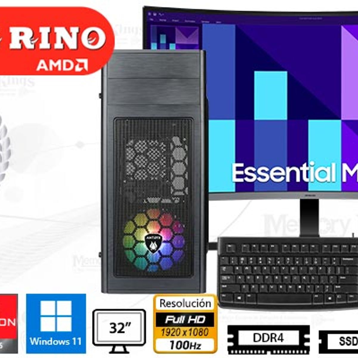 AMD - Computadora Ryzen 3 5300G Elegant 680 16GB 512GB 32 Radeon Windows 11