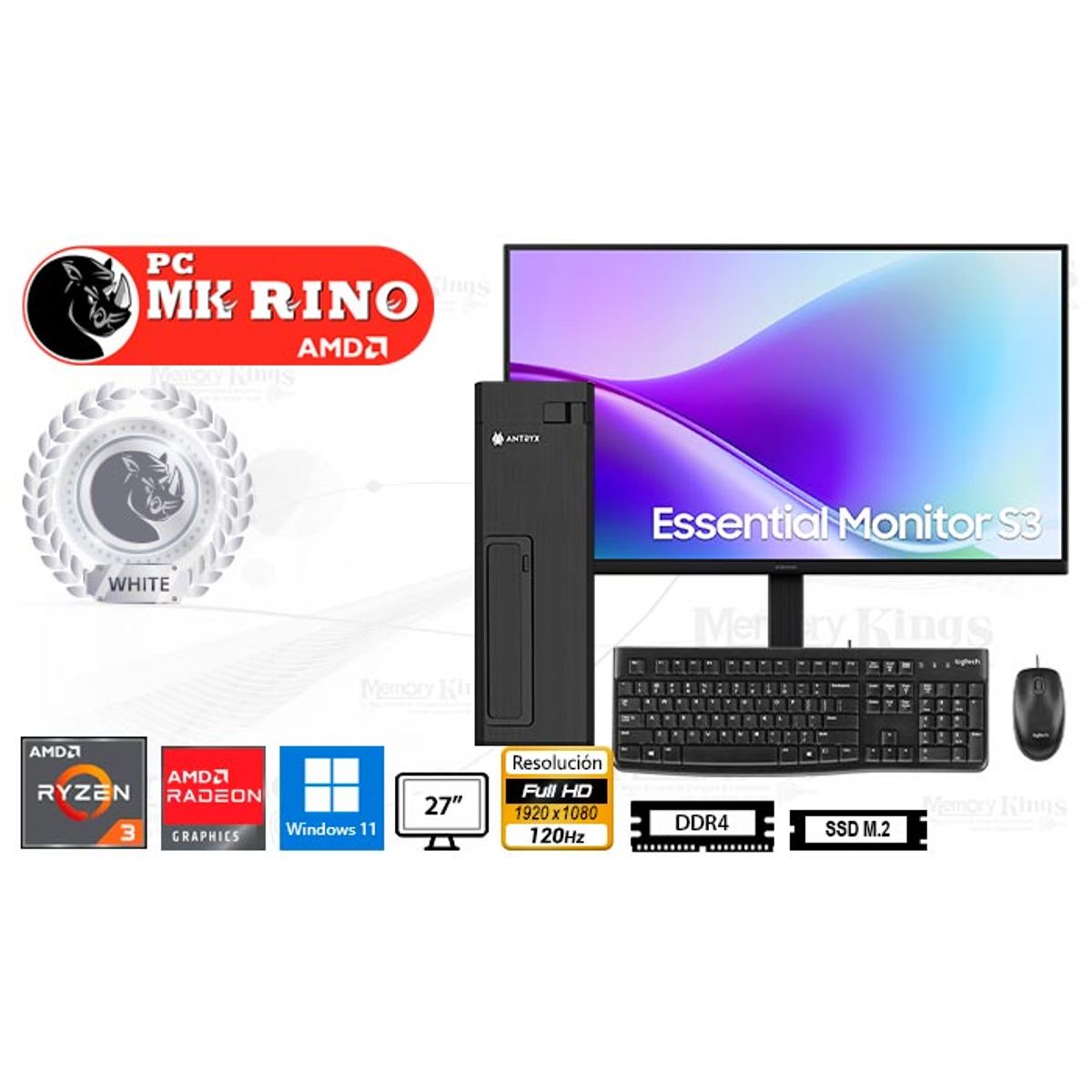 AMD - Computadora Ryzen 3 5300G Xtreme XS-100UK Slim 16GB 512GB 27 Radeon Windows 11