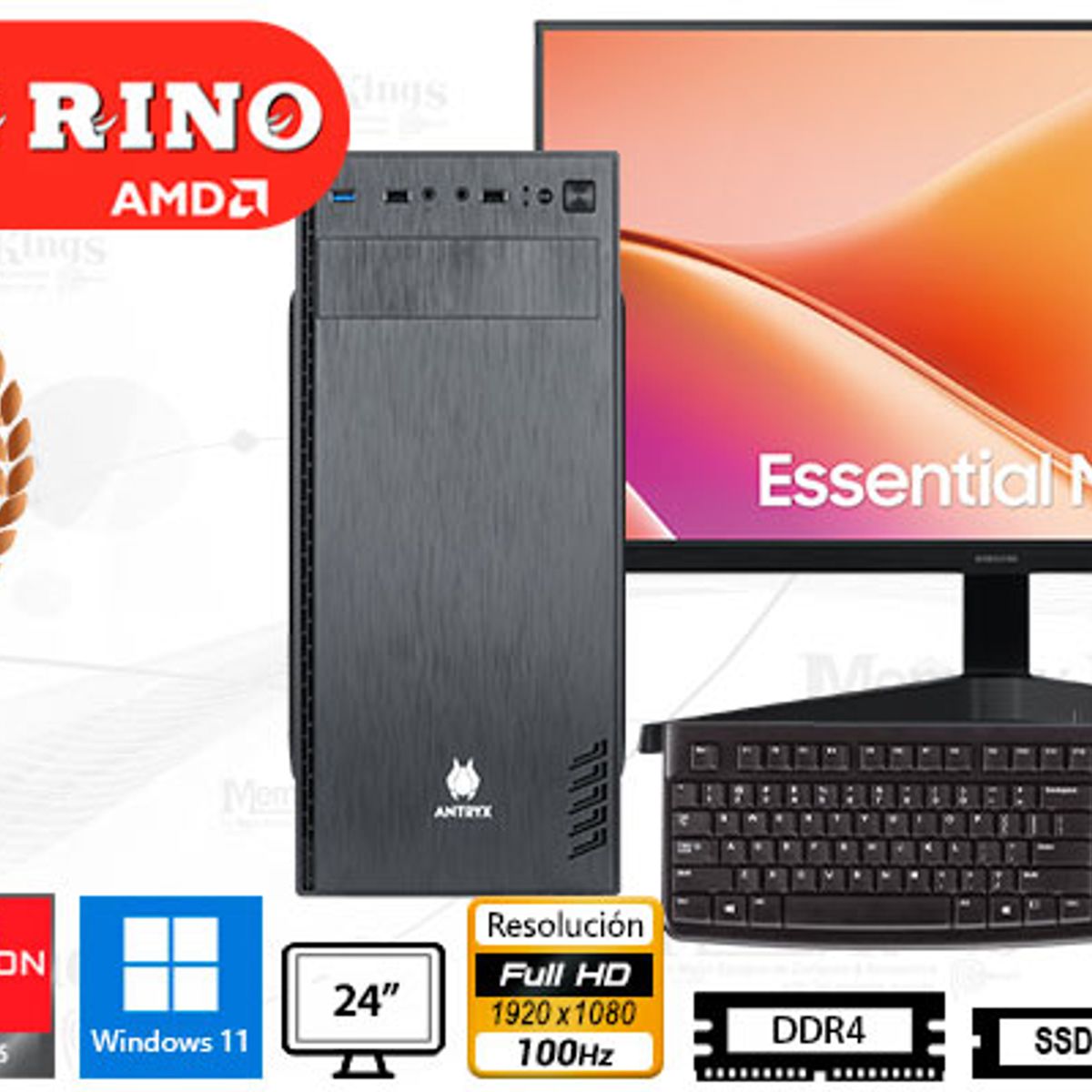 AMD - Computadora Ryzen 5 3400G Elegant 620 16GB 512GB 24 Radeon Vega 11 Windows 11