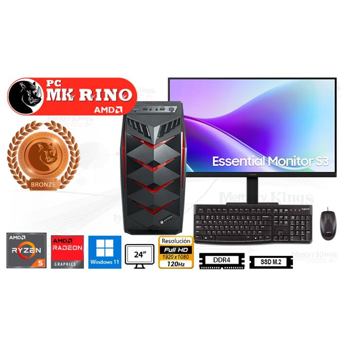 AMD - Computadora Ryzen 5 3400G Elegant 650 16GB 512GB 24 Radeon Vega 11 Windows 11