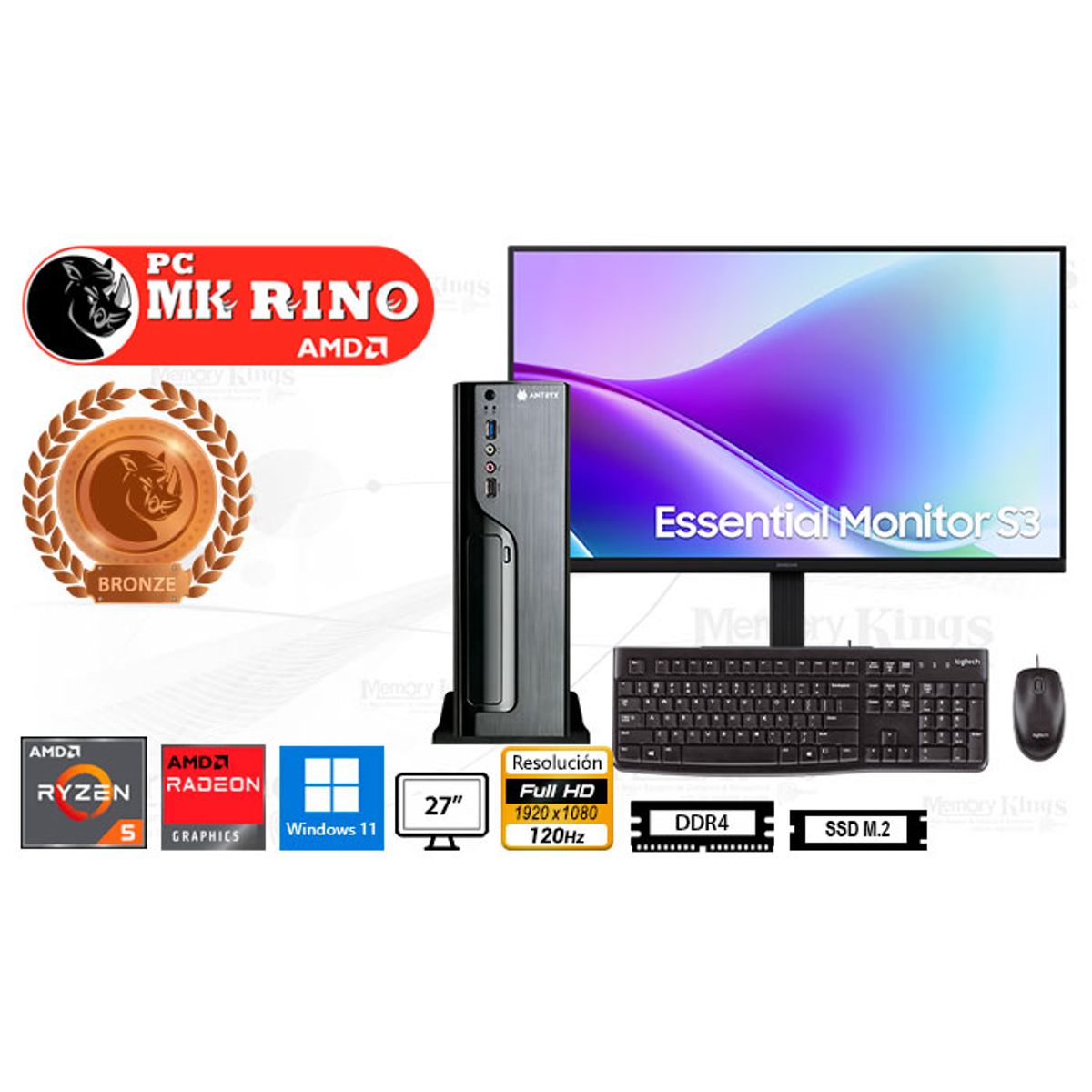 AMD - Computadora Ryzen 5 3400G Xtreme XS-120 Slim 16GB 512GB 27 Radeon Vega 11 Windows 11