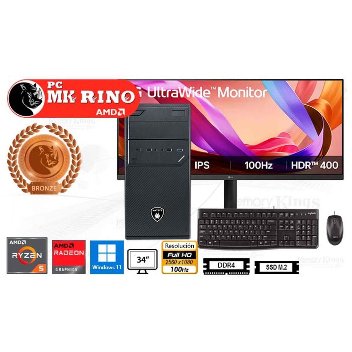 AMD - Computadora Ryzen 5 5600GT Elegant 550M 16GB 512GB 34 Radeon Windows 11