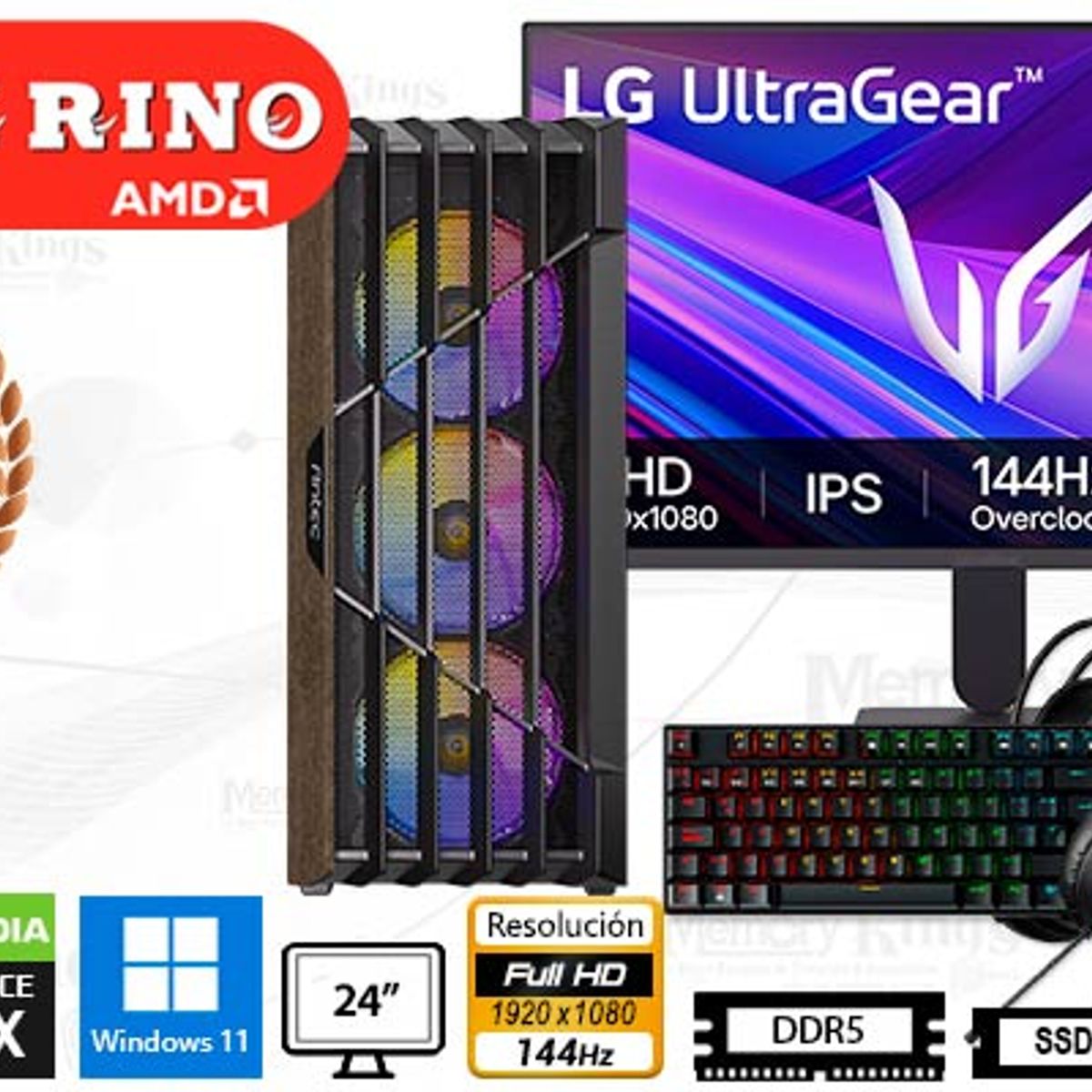 AMD - Computadora Ryzen 5 8400F AX63 16GB 512GB 24 RTX 3050 Windows 11