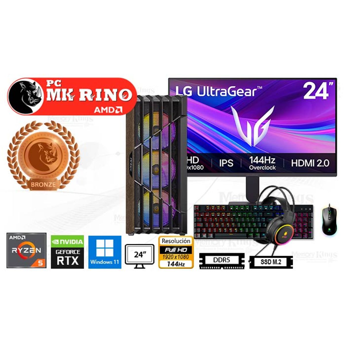 AMD - Computadora Ryzen 5 8400F AX63 16GB 512GB 24 RTX 3050 Windows 11