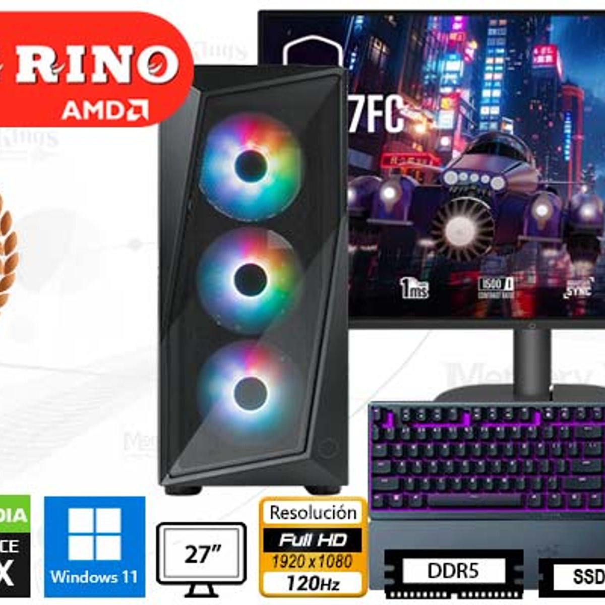 AMD - Computadora Ryzen 5 8400F CMP 520 16GB 1TB 27 RTX 3050 Windows 11