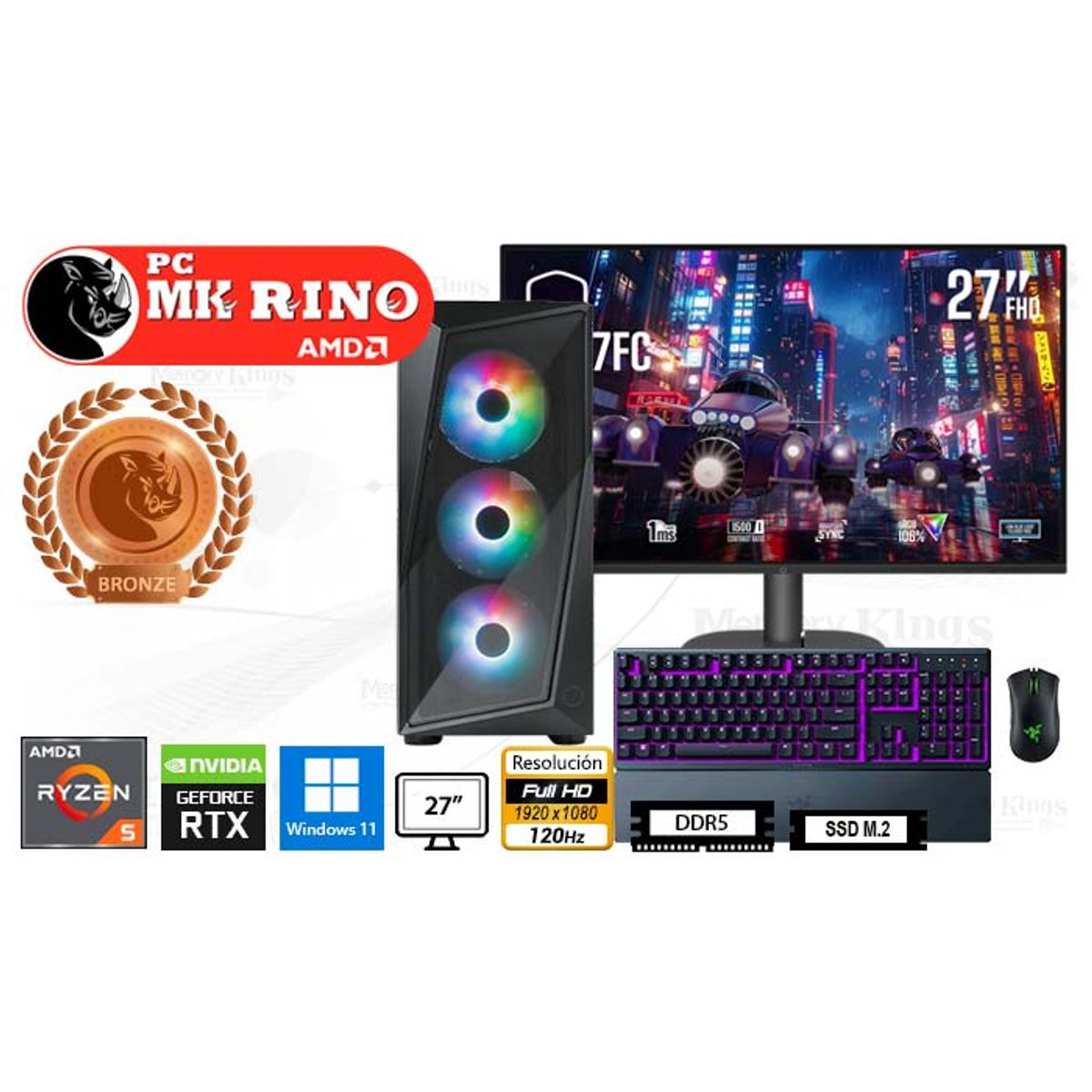 AMD - Computadora Ryzen 5 8400F CMP 520 16GB 1TB 27 RTX 3050 Windows 11