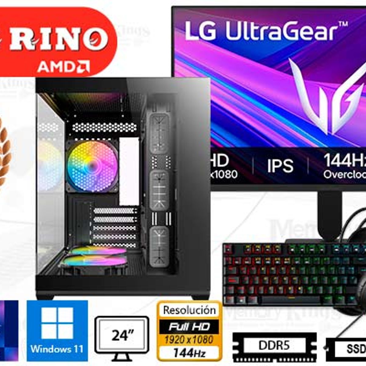 AMD - Computadora Ryzen 5 8400F CX60M 16GB 512GB 24 Intel ARC A380 Windows 11