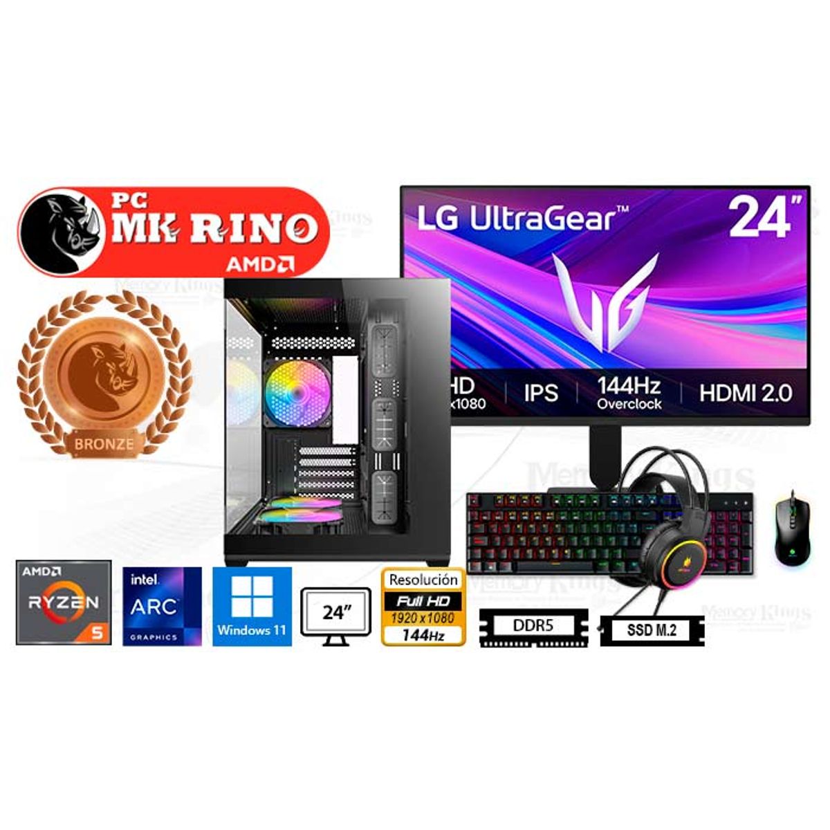 AMD - Computadora Ryzen 5 8400F CX60M 16GB 512GB 24 Intel ARC A380 Windows 11