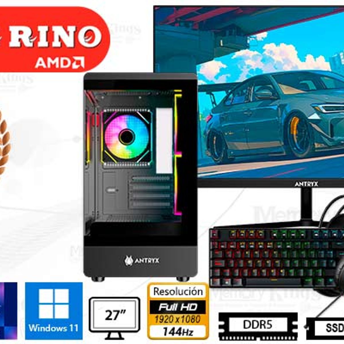 AMD - Computadora Ryzen 5 8500F FX-630M 16GB 512GB 27 Intel ARC A380 Windows 11