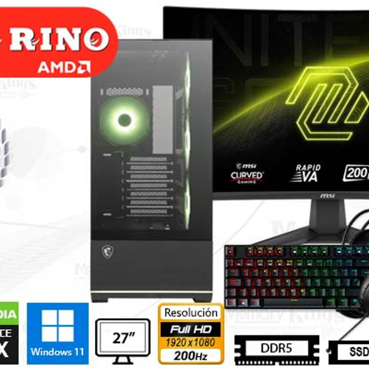 AMD - Computadora Ryzen 7 8700F Pano 110R 16GB 1TB 32 RTX 5050 Windows 11