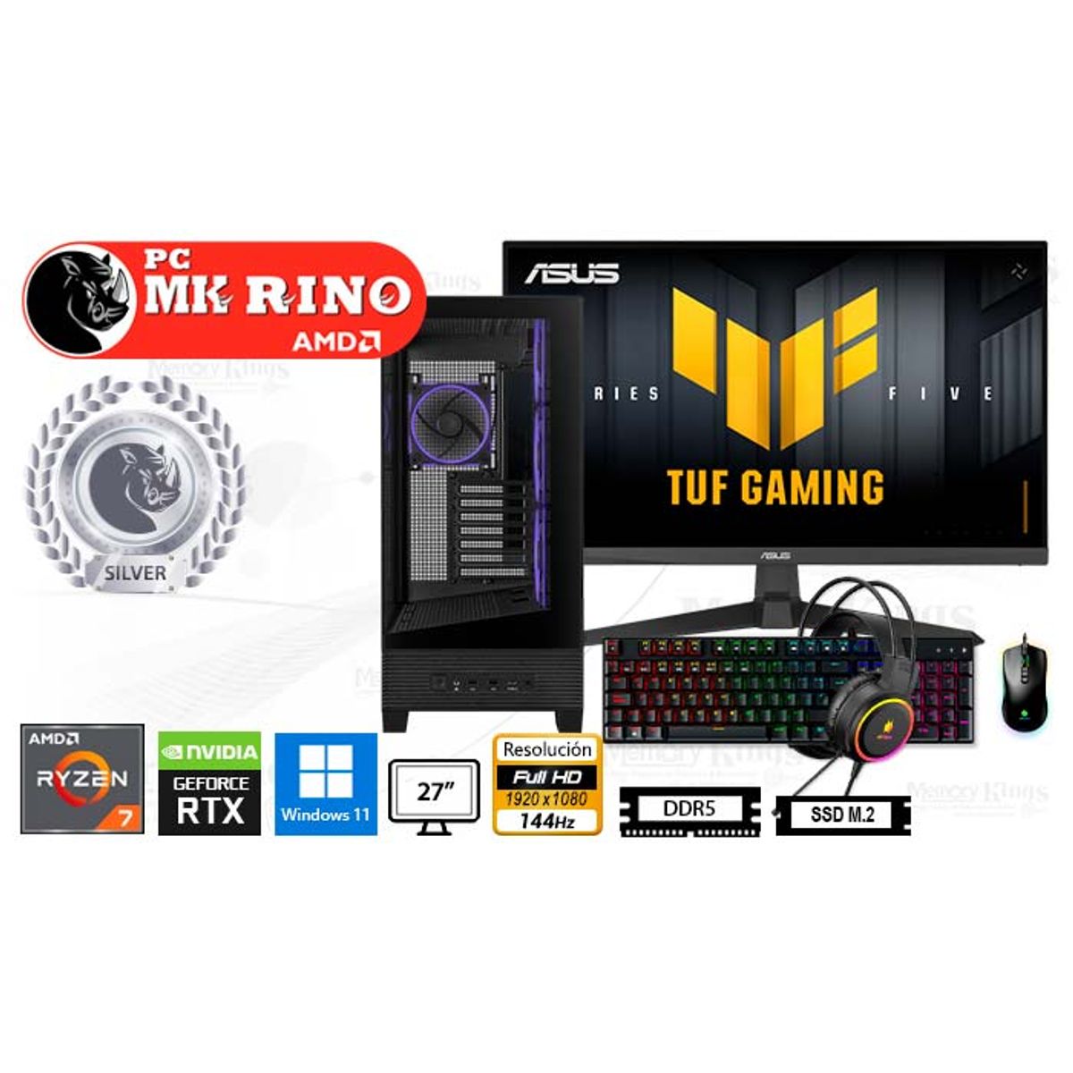 AMD - Computadora Ryzen 7 8700F A31 Plus 16GB 512GB 27 RTX 5050 Windows 11