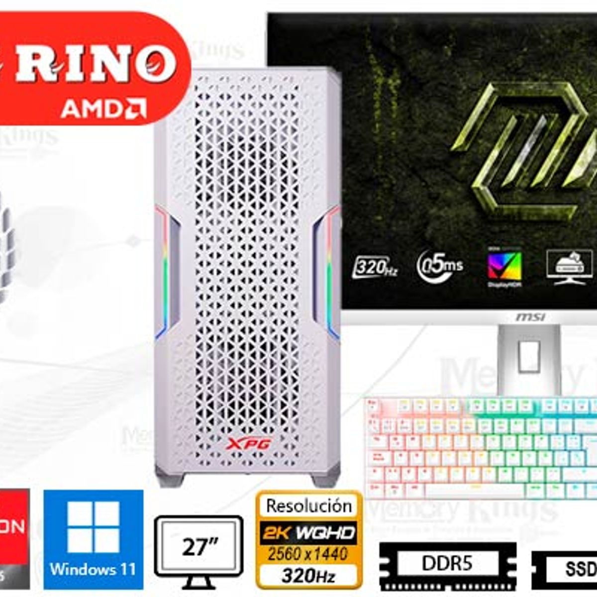 AMD - Computadora Ryzen 7 8700F Starker Air White 16GB 1TB 27 Radeon RX 9060 XT Windows 11