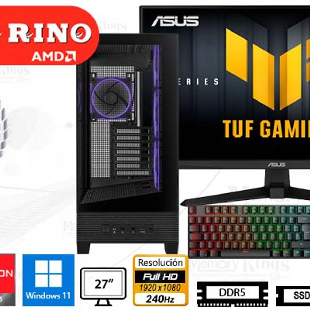 AMD - Computadora Ryzen 7 8700F A31 Plus 16GB 1TB 27 Radeon RX 9060 XT Windows 11