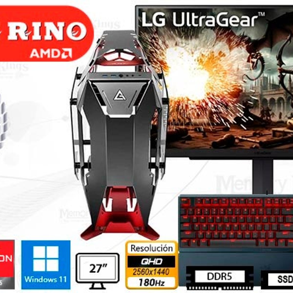 AMD - Computadora Ryzen 7 7700X Torque 32GB 1TB 27 Radeon RX 9060 XT Windows 11