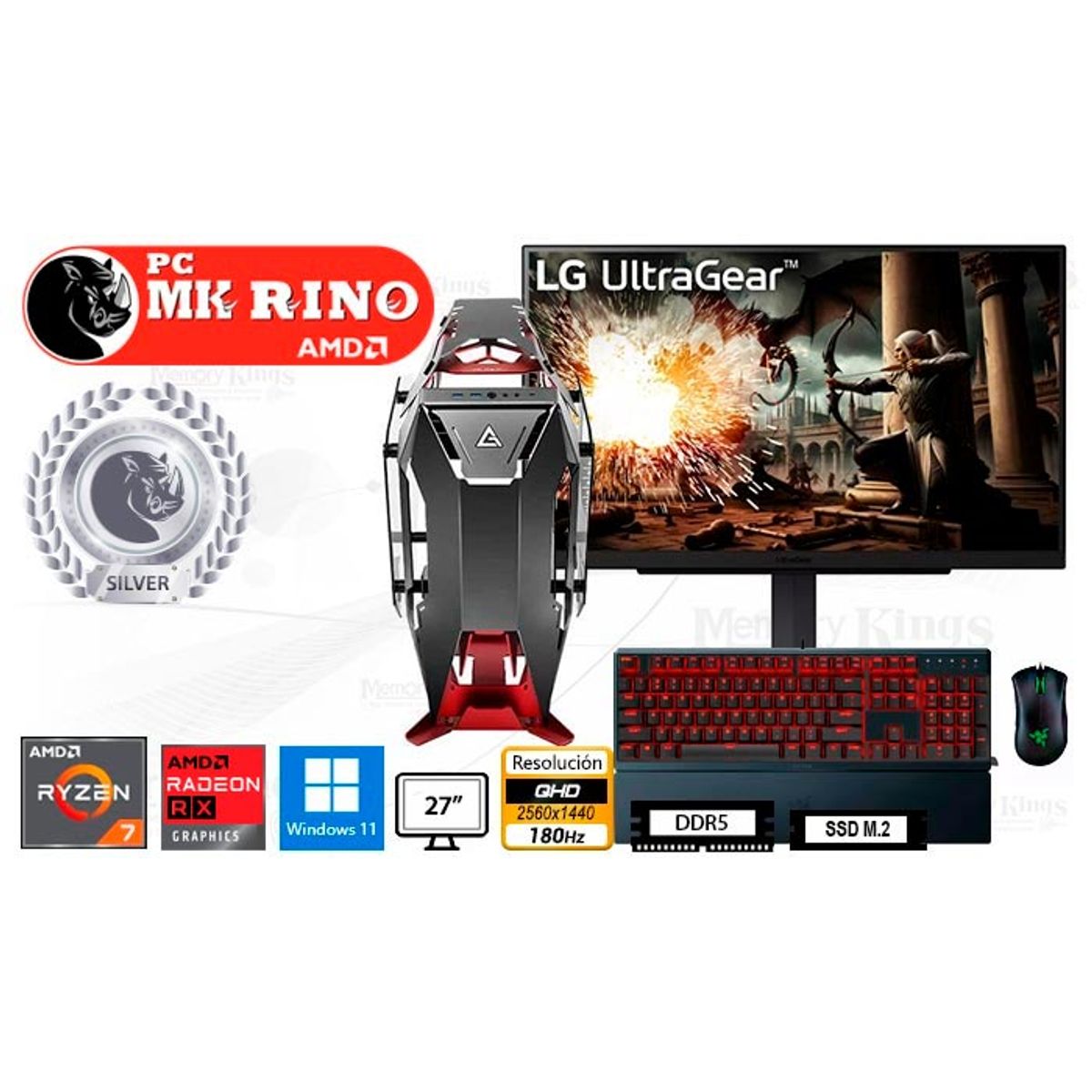 AMD - Computadora Ryzen 7 7700X Torque 32GB 1TB 27 Radeon RX 9060 XT Windows 11