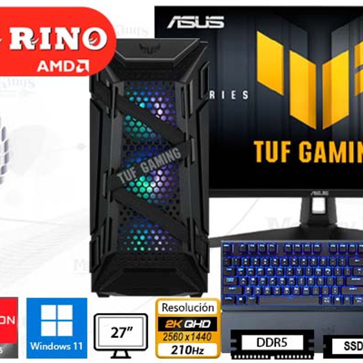 AMD - Computadora Ryzen 7 7700X TUF GT301 16GB 1TB 27 Radeon RX 9070 Windows 11