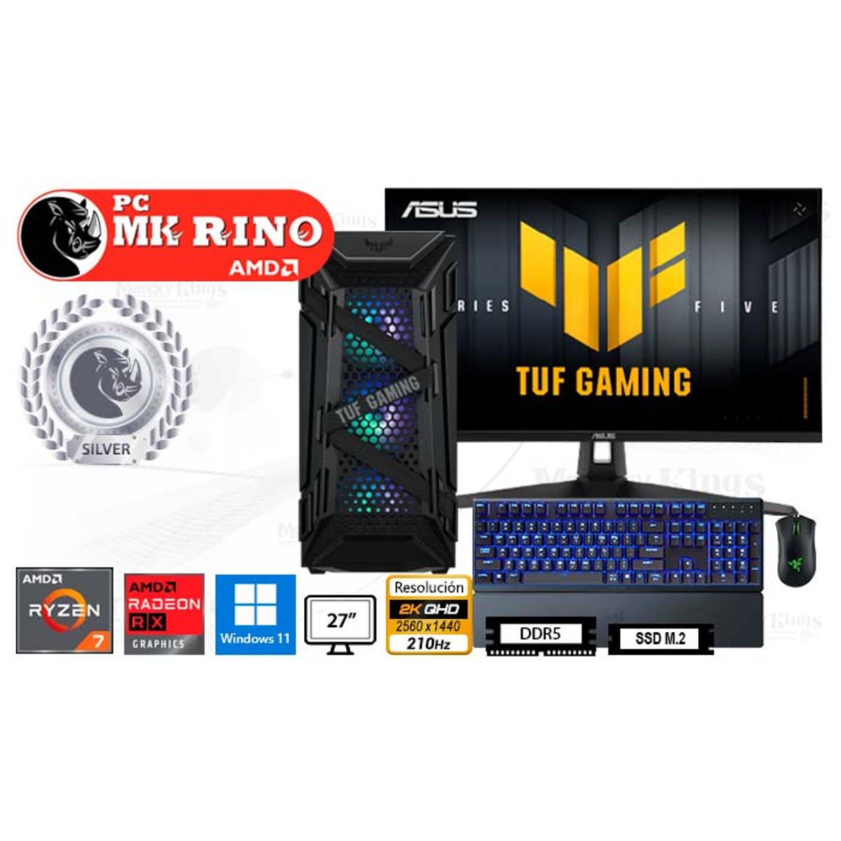 AMD - Computadora Ryzen 7 7700X TUF GT301 16GB 1TB 27 Radeon RX 9070 Windows 11