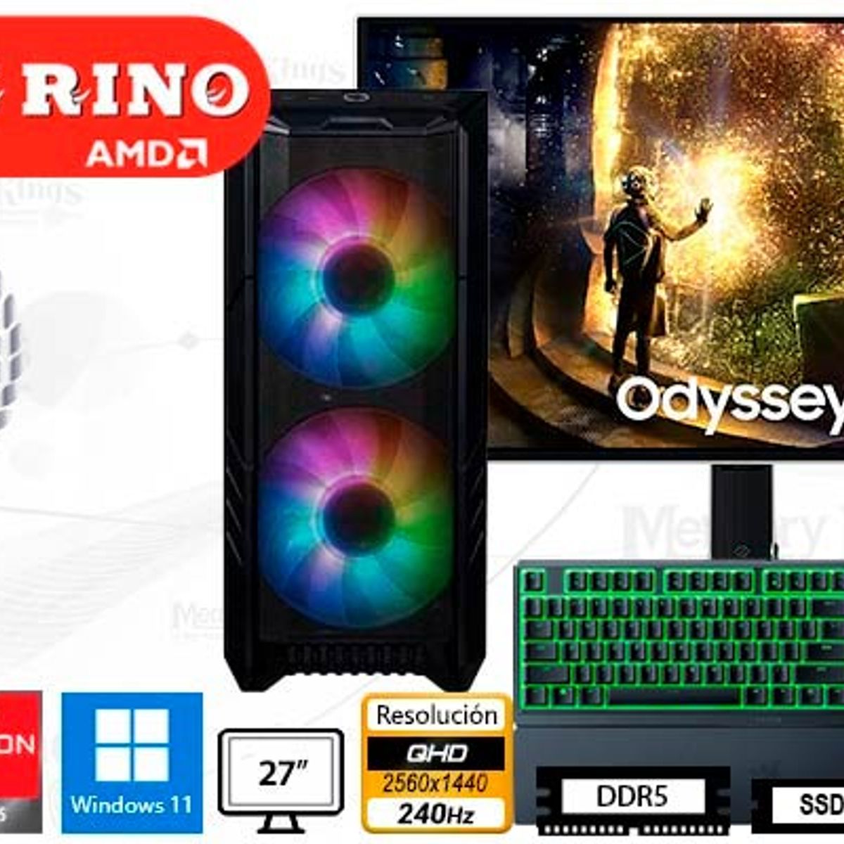 AMD - Computadora Ryzen 7 7700X HAF 500 16GB 1TB 27 Radeon RX 9060 XT Windows 11