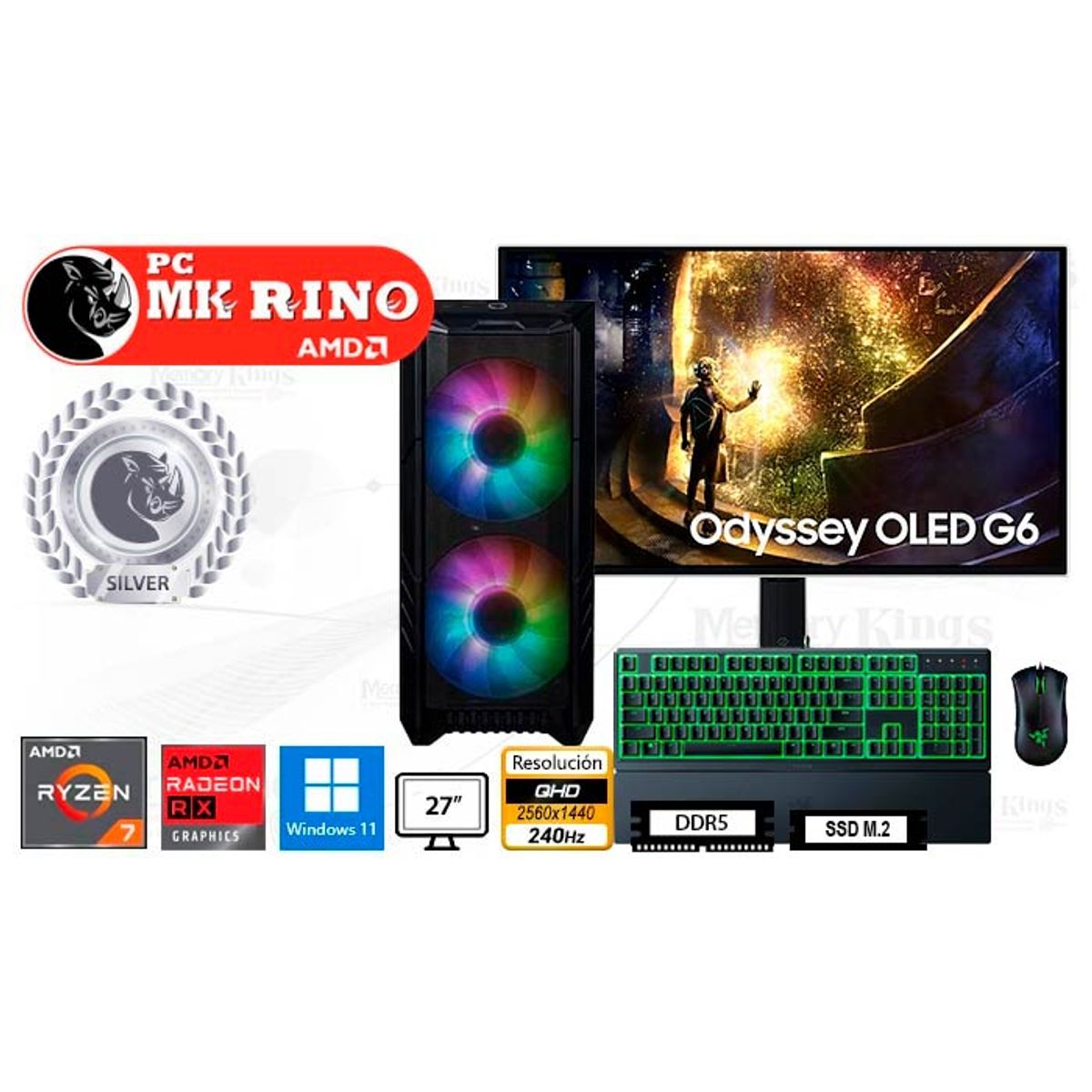 AMD - Computadora Ryzen 7 7700X HAF 500 16GB 1TB 27 Radeon RX 9060 XT Windows 11