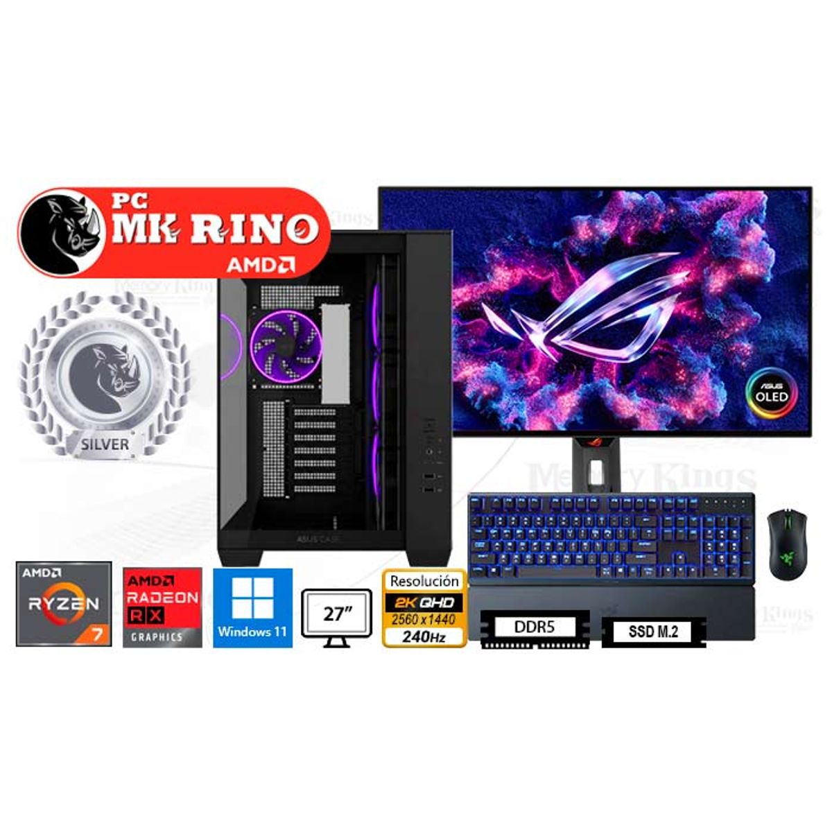 AMD - Computadora Ryzen 7 7700X A32 Plus 16GB 1TB 27 Radeon RX 9060 XT Windows 11