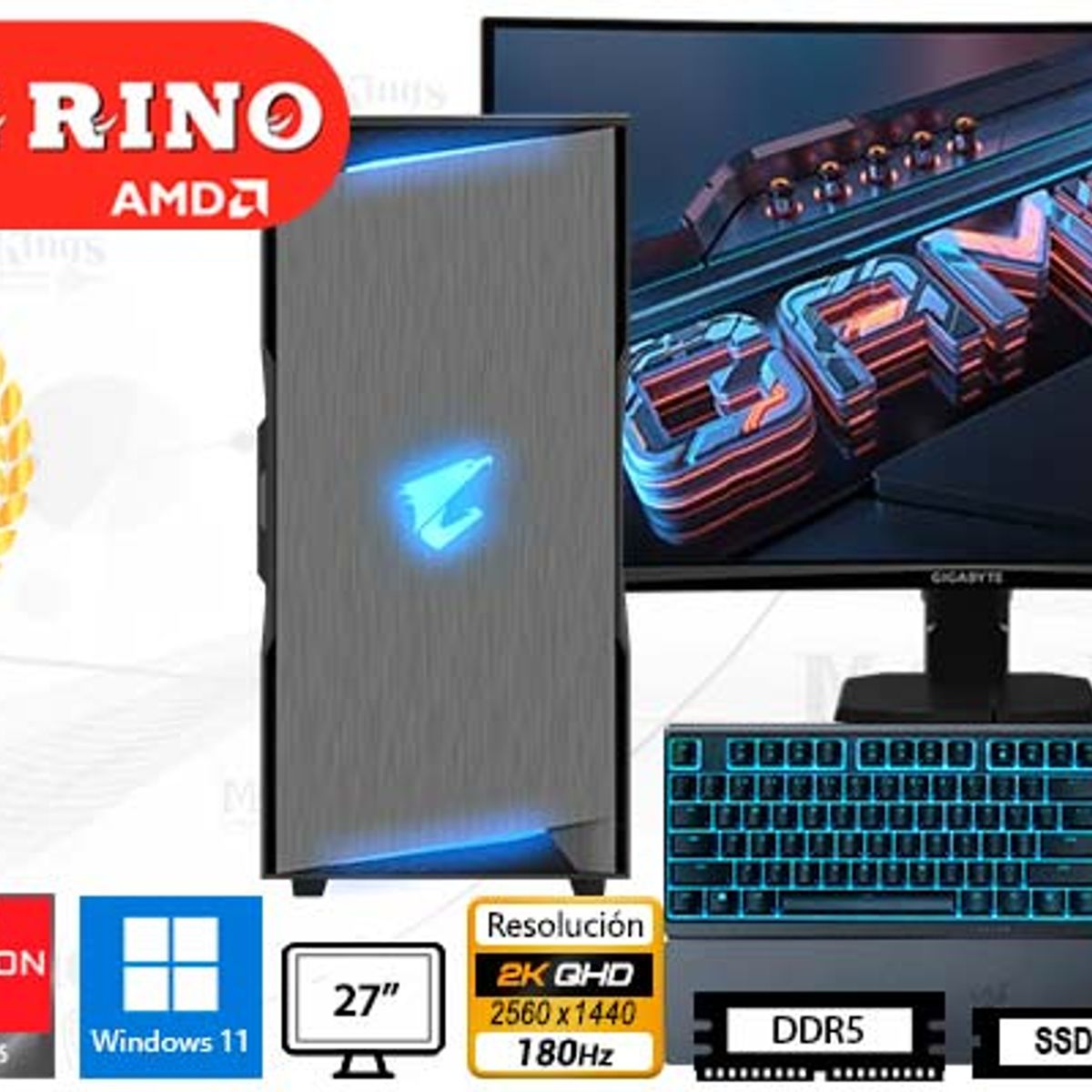 AMD - Computadora Ryzen 9 9950X C300 32GB 2TB 27 Radeon RX 9070 XT Windows 11