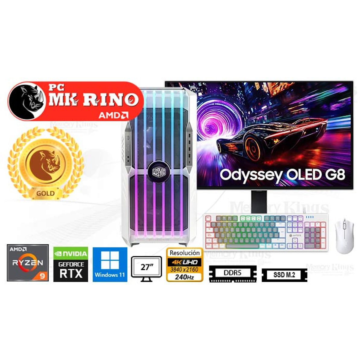 AMD - Computadora Ryzen 9 9950X3D HAF 700 EVO 32GB 2TB 27 RTX 5090 Windows 11