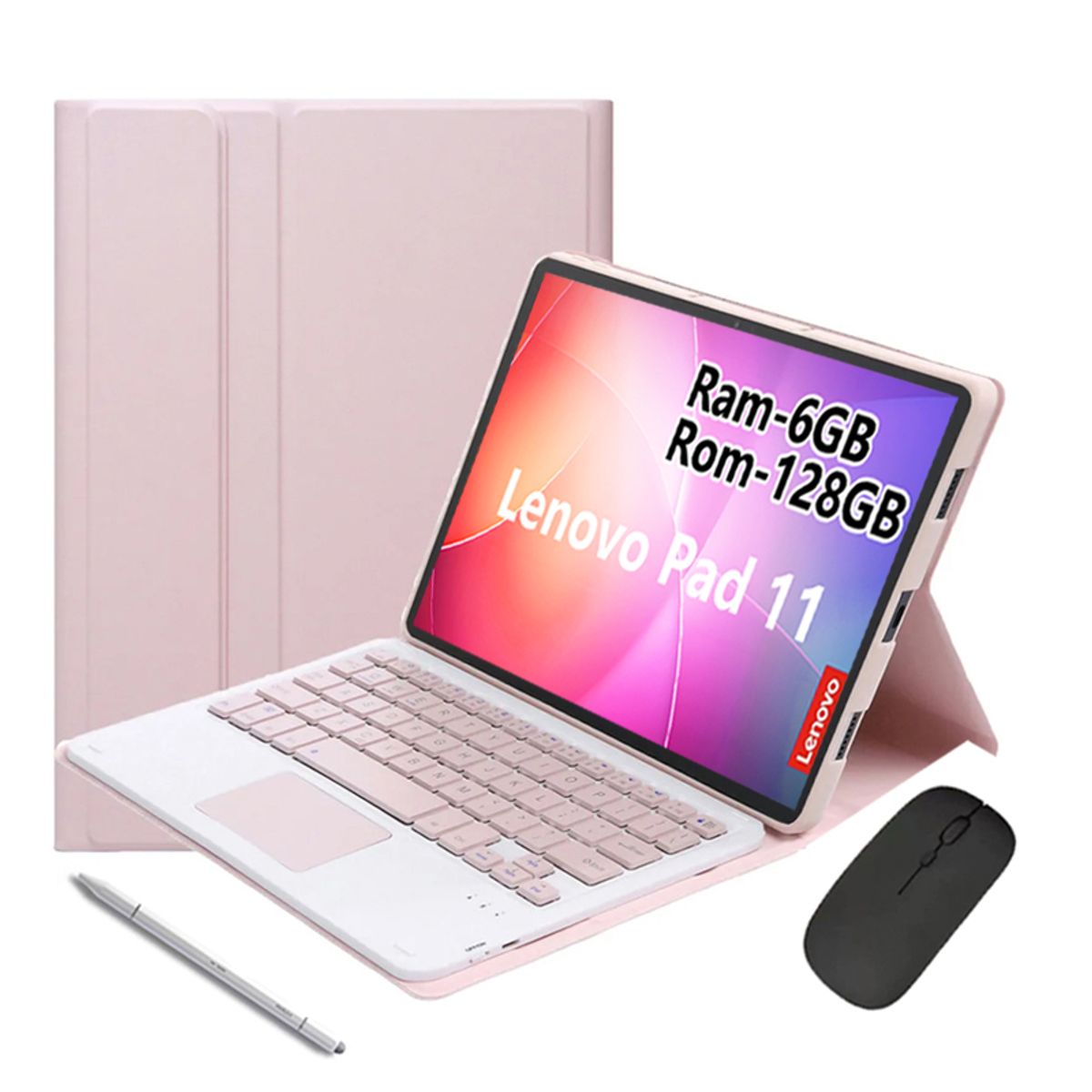 LENOVO - Tablet Lenovo Pad 11 2025 6GB+128GB WiFi y Ratón inalámbrico Bluetooth &Teclado & Lápiz-Rosa