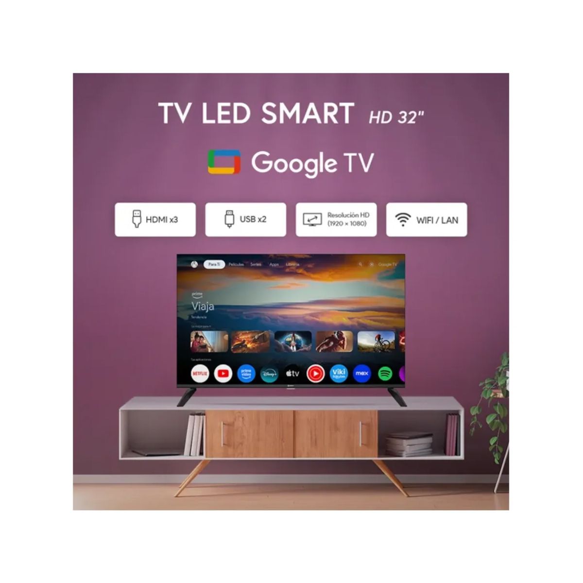 MIRAY - Televisor Miray Google Smart TV LED HD 32 MS32-E2000GBT