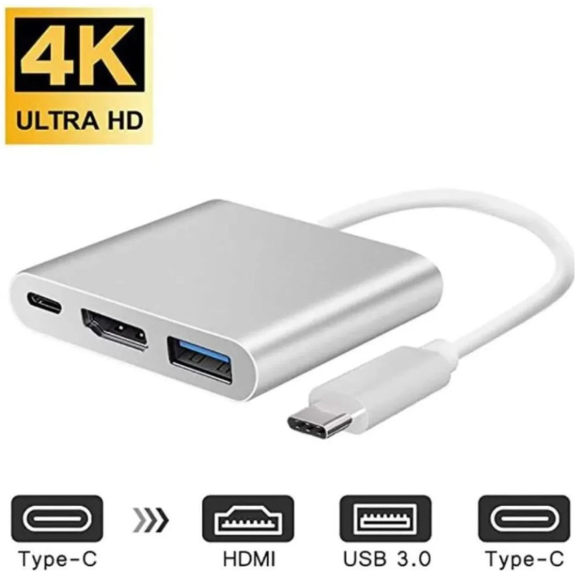 GENERICO - Cable adaptador USB-C Hdmi Usb 3.1 para Macbook tipo C 3 en 1